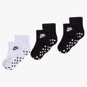 Nike Baby 3 Pk Black White Ankle  Grippy Soles Logo Sock Set Sz 12-24 MONTHS
